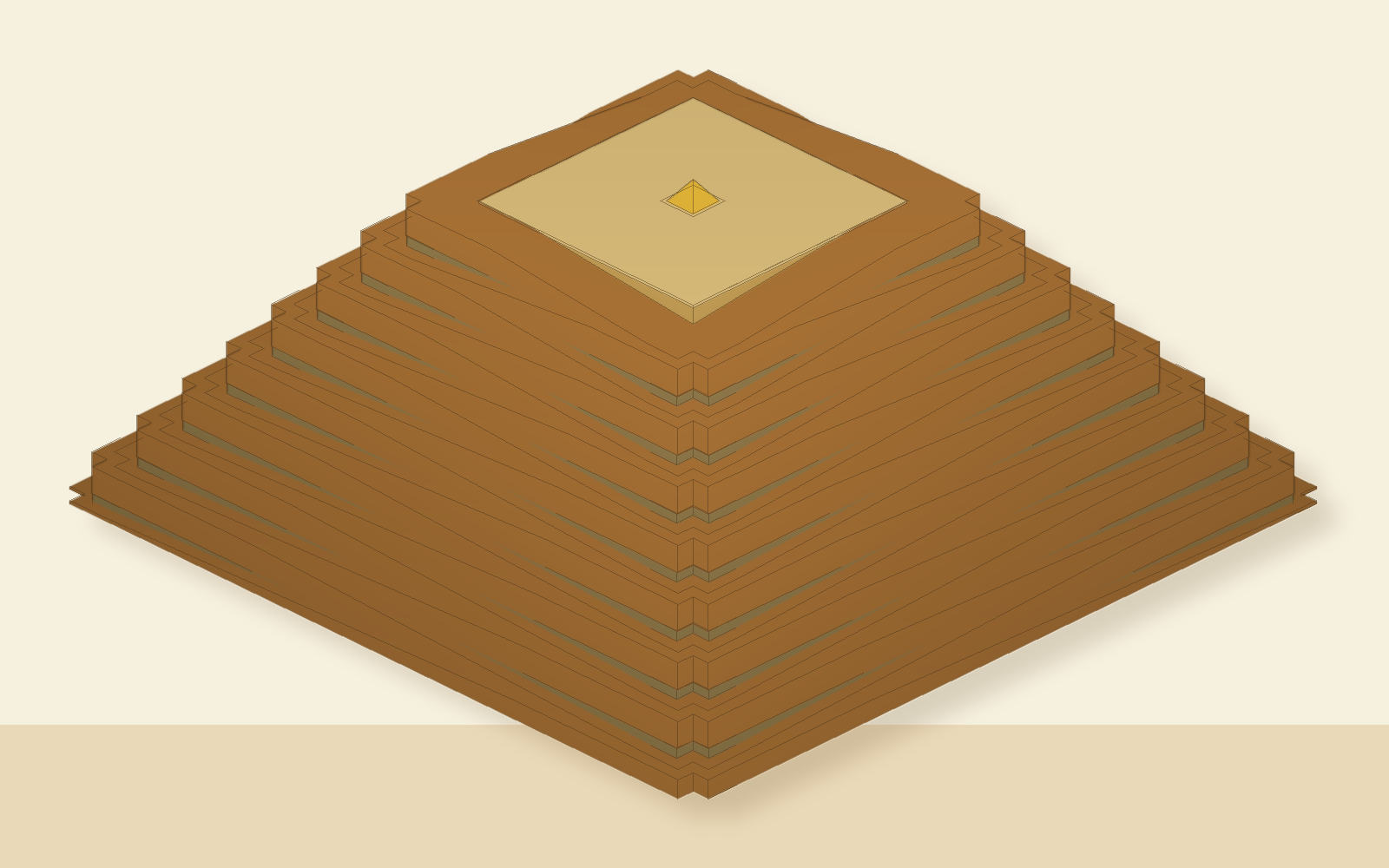 A rendered capstone set on a broad temporary platform before top-down deramping.