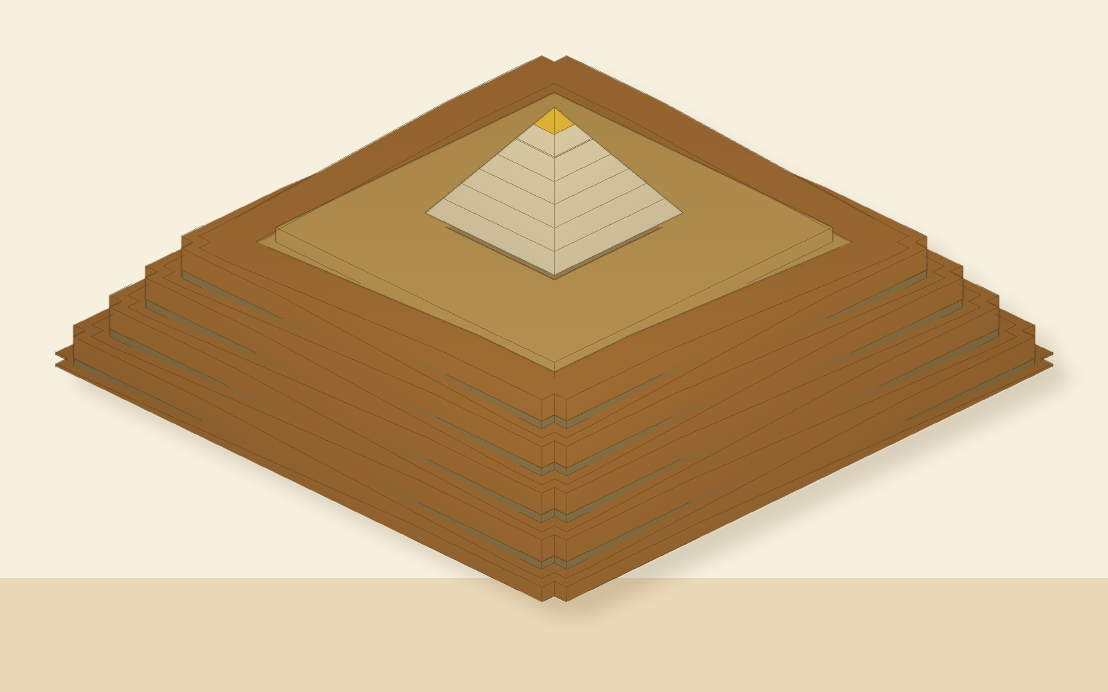 A rendered partial top-down deramping state with casing emerging as temporary material is removed.